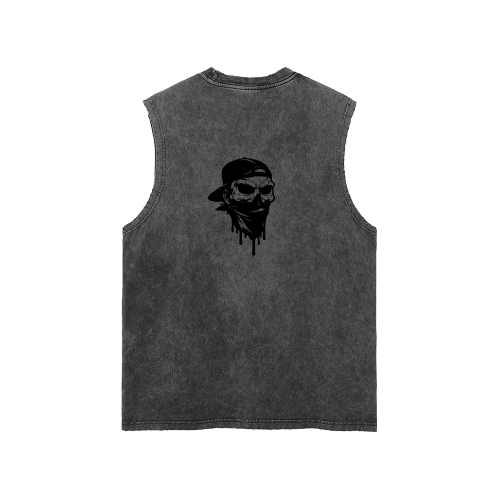 Snow Washed Frayed Hem Tank Top