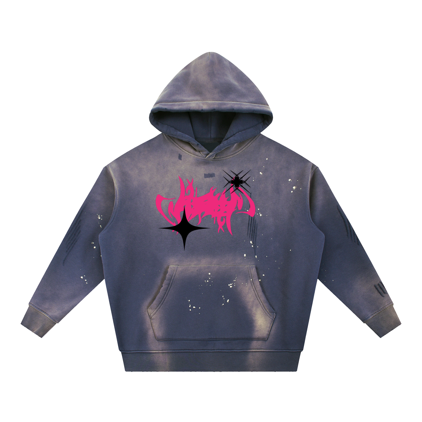Vintage Washed Frayed Fleece Hoodie