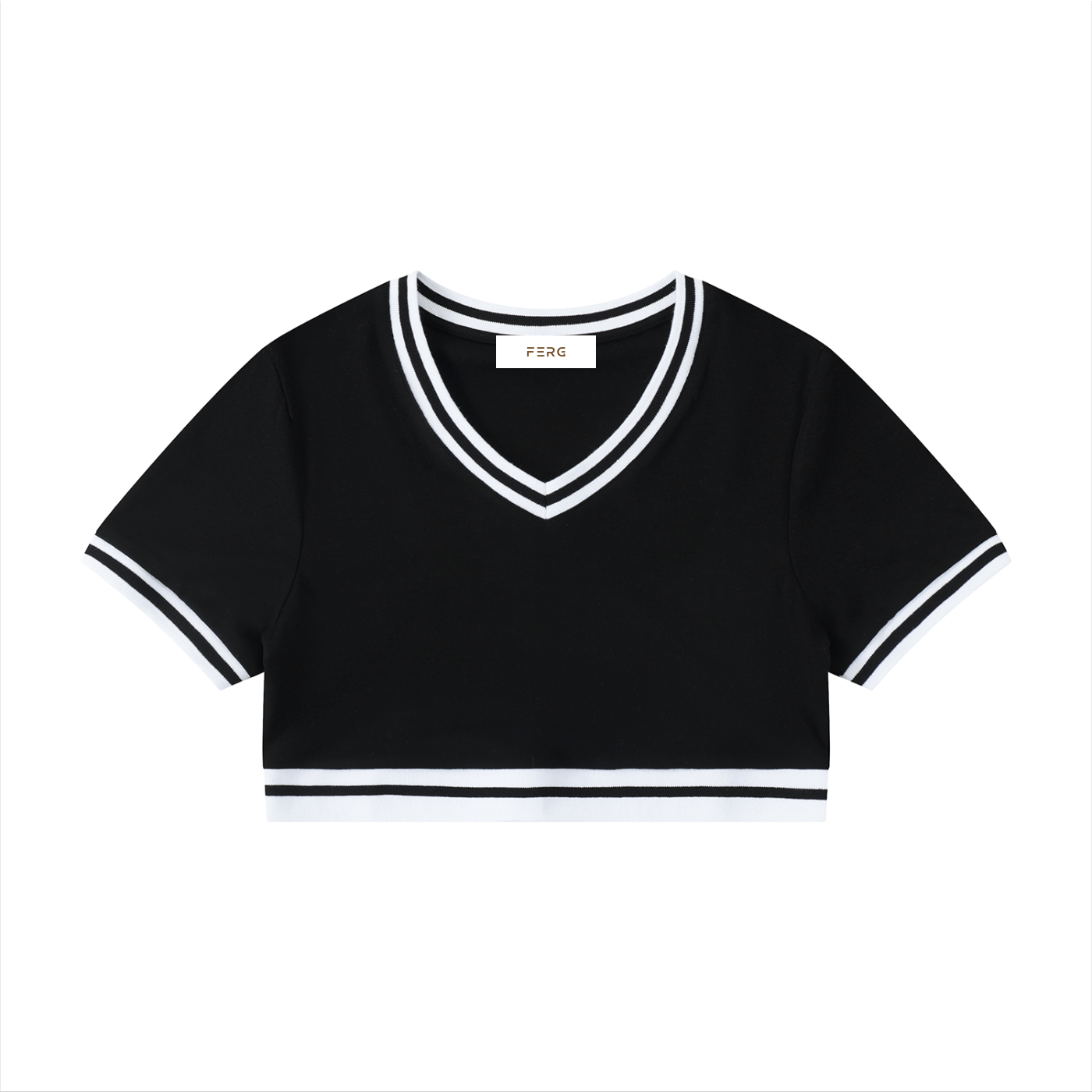 Women's Color Block V-Neck Crop T-Shirt