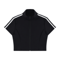 Women's Cropped Full Zip Short Sleeve T-Shirt