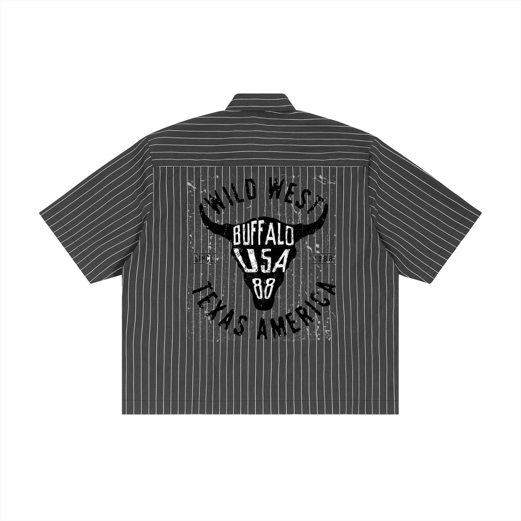Unisex Striped Boxy Button-Up Shirt