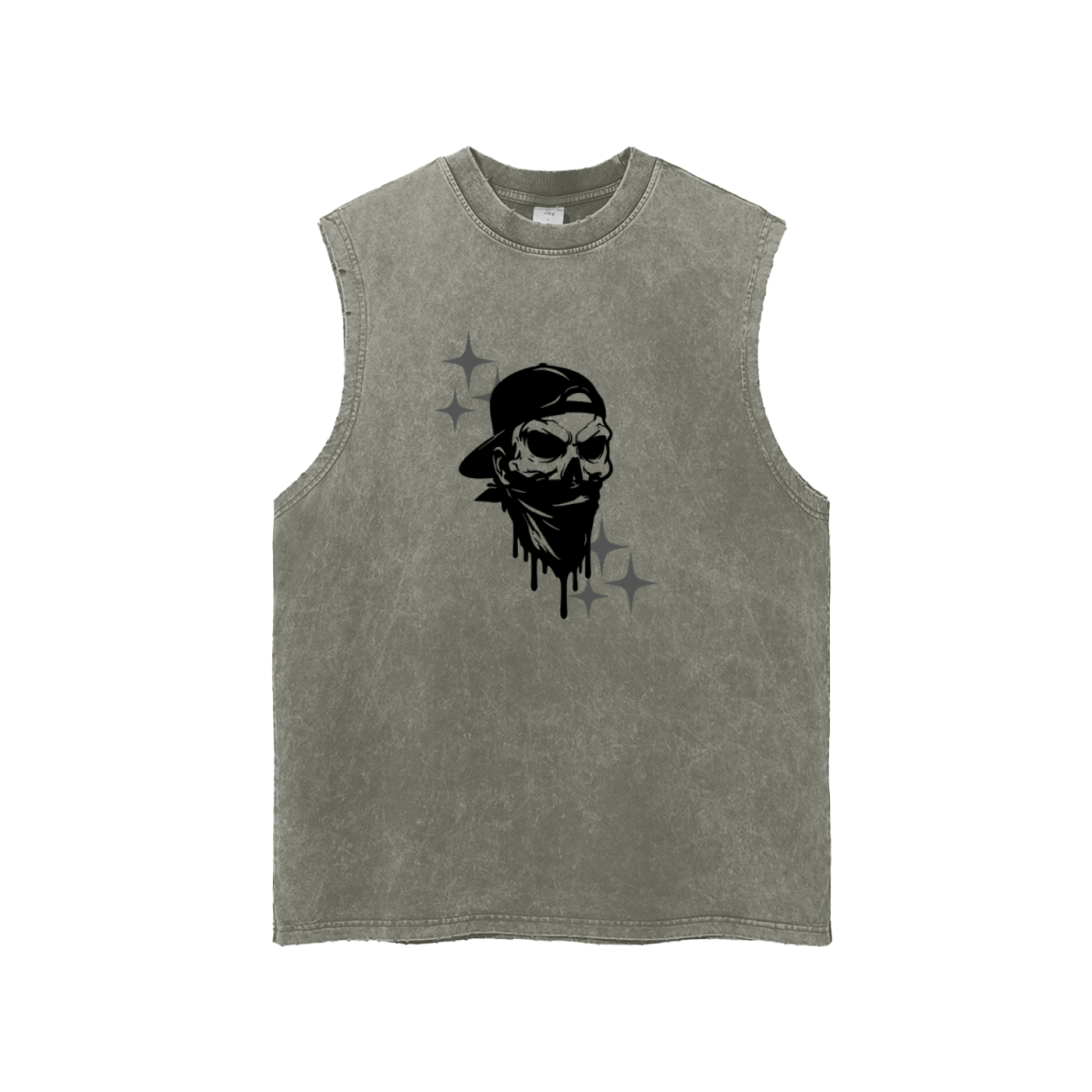 Snow Washed Frayed Hem Tank Top