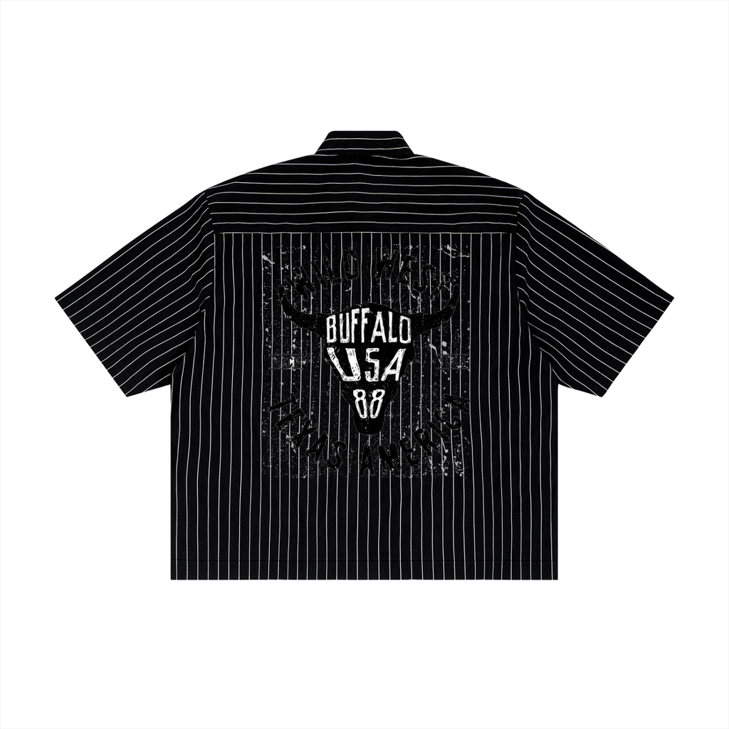 Unisex Striped Boxy Button-Up Shirt