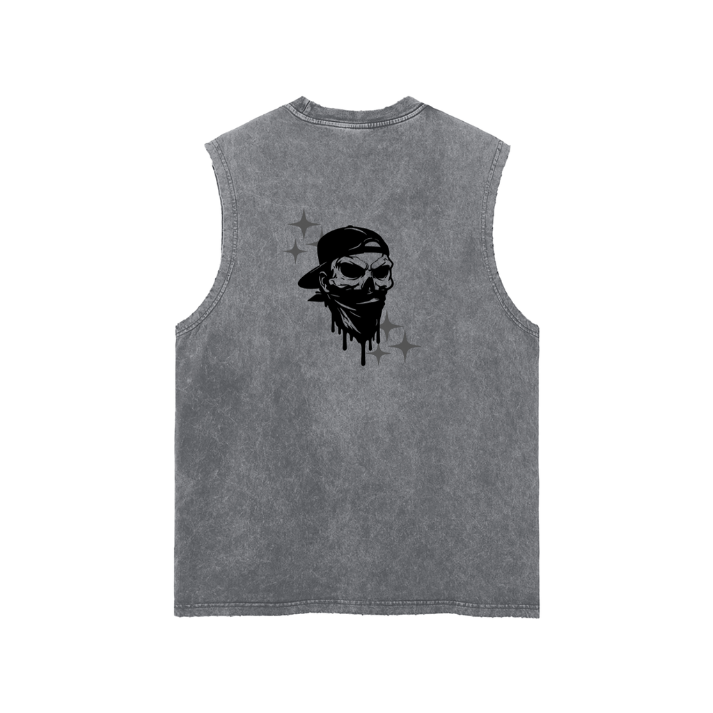 Snow Washed Frayed Hem Tank Top