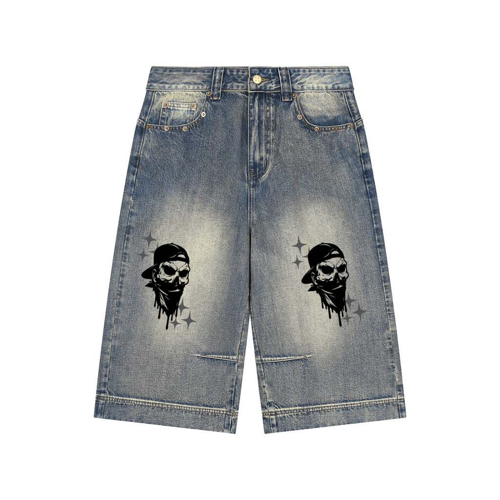 Vintage Wash Baggy Denim Shorts