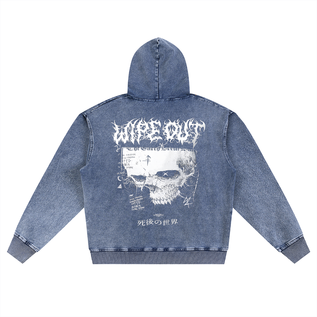 Snow Wash Oversized Zip-Up Hoodie