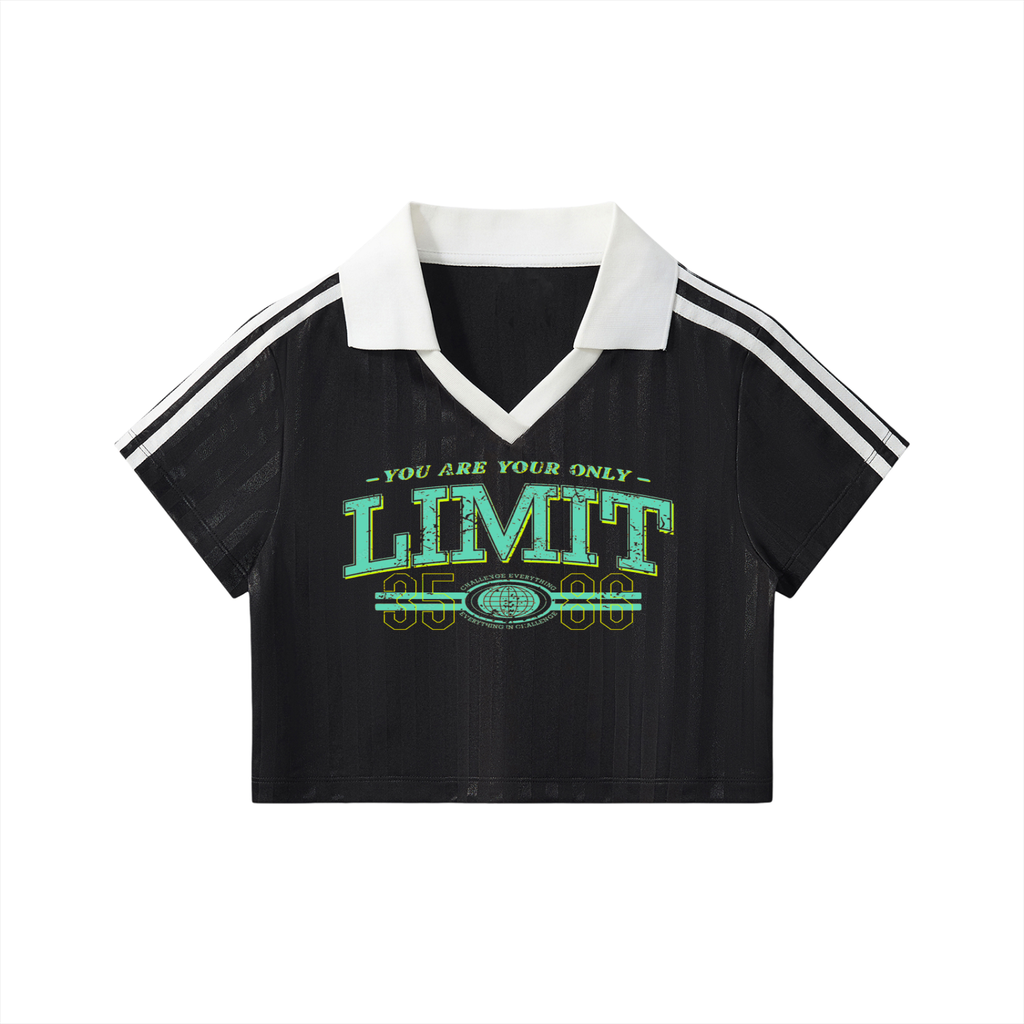 Contrast Collar Striped Cropped Jersey