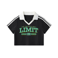Contrast Collar Striped Cropped Jersey