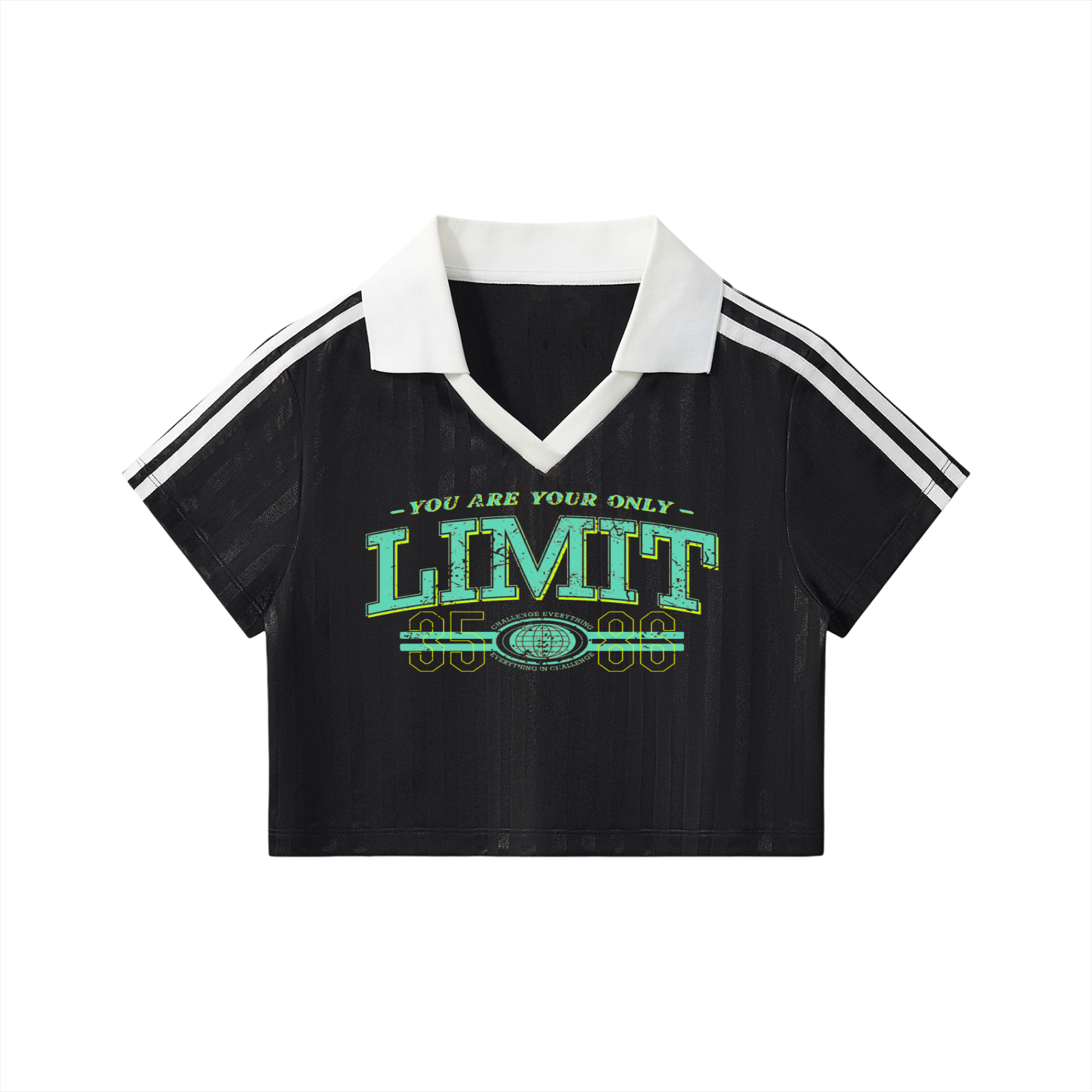 Contrast Collar Striped Cropped Jersey