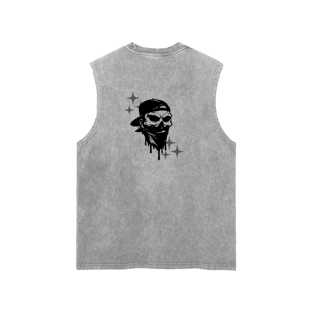 Snow Washed Frayed Hem Tank Top