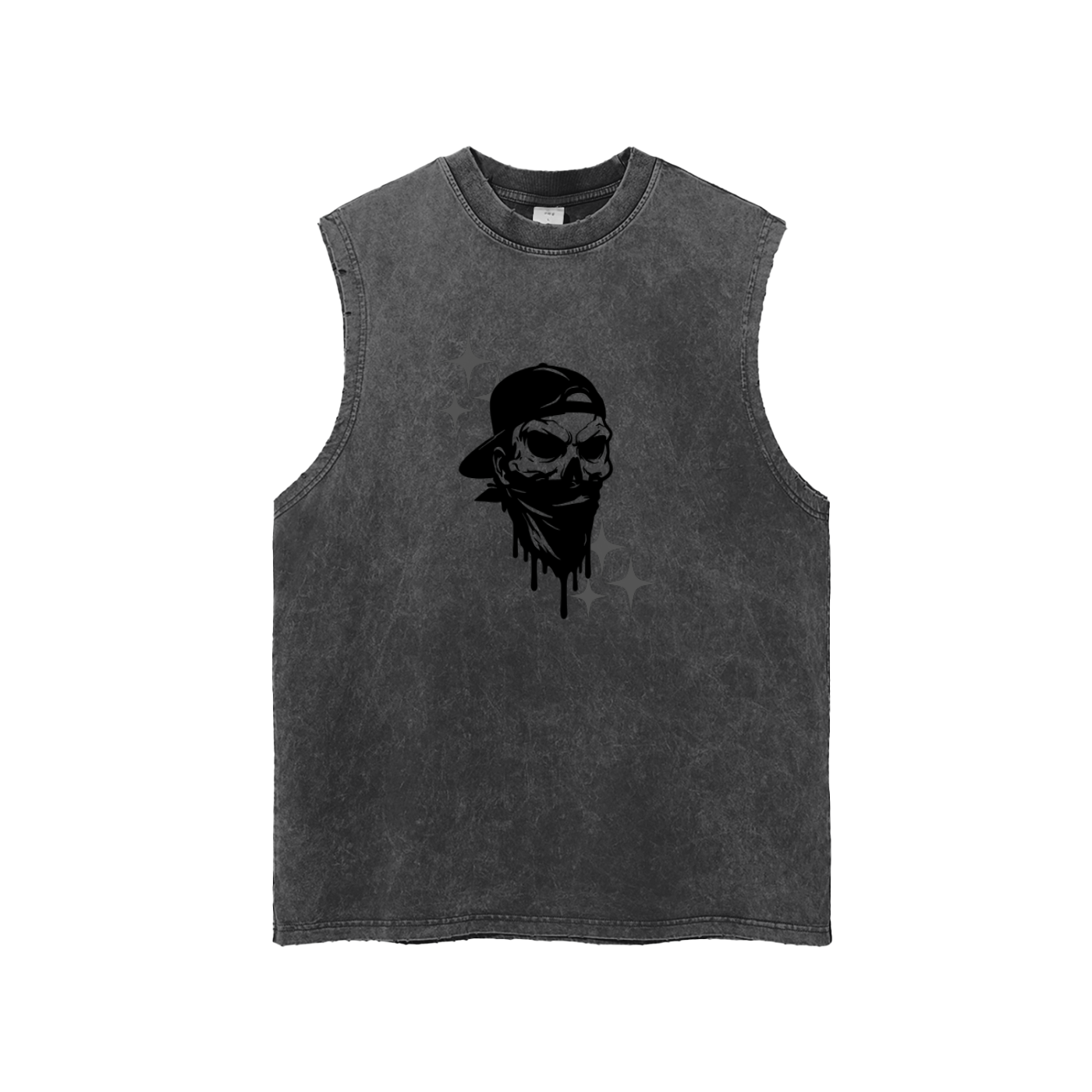 Snow Washed Frayed Hem Tank Top