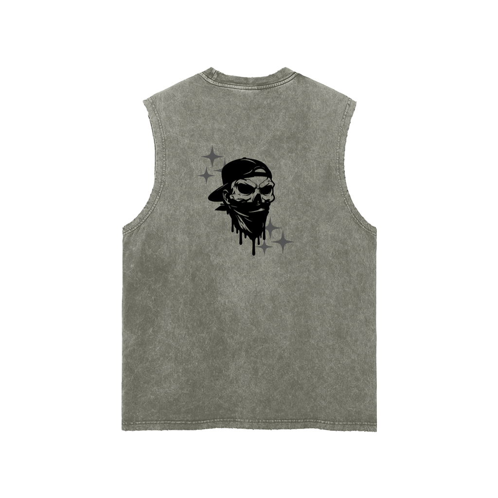 Snow Washed Frayed Hem Tank Top