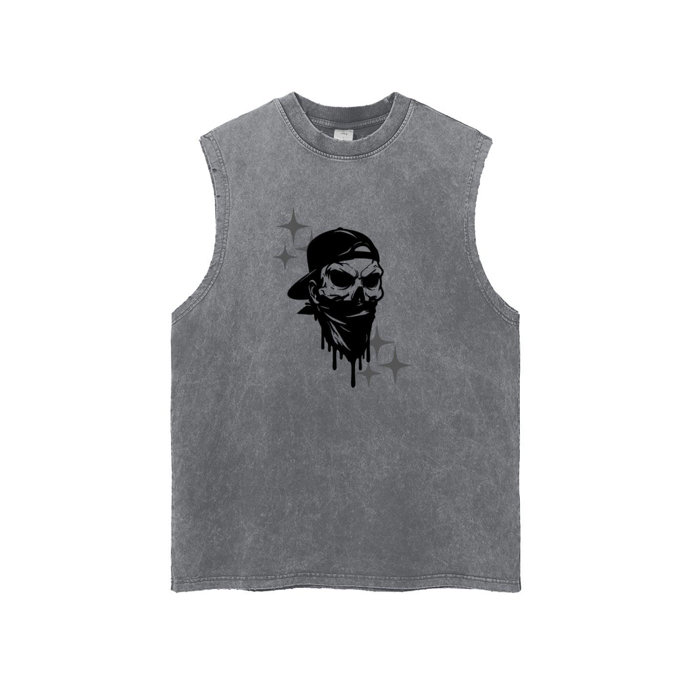 Snow Washed Frayed Hem Tank Top