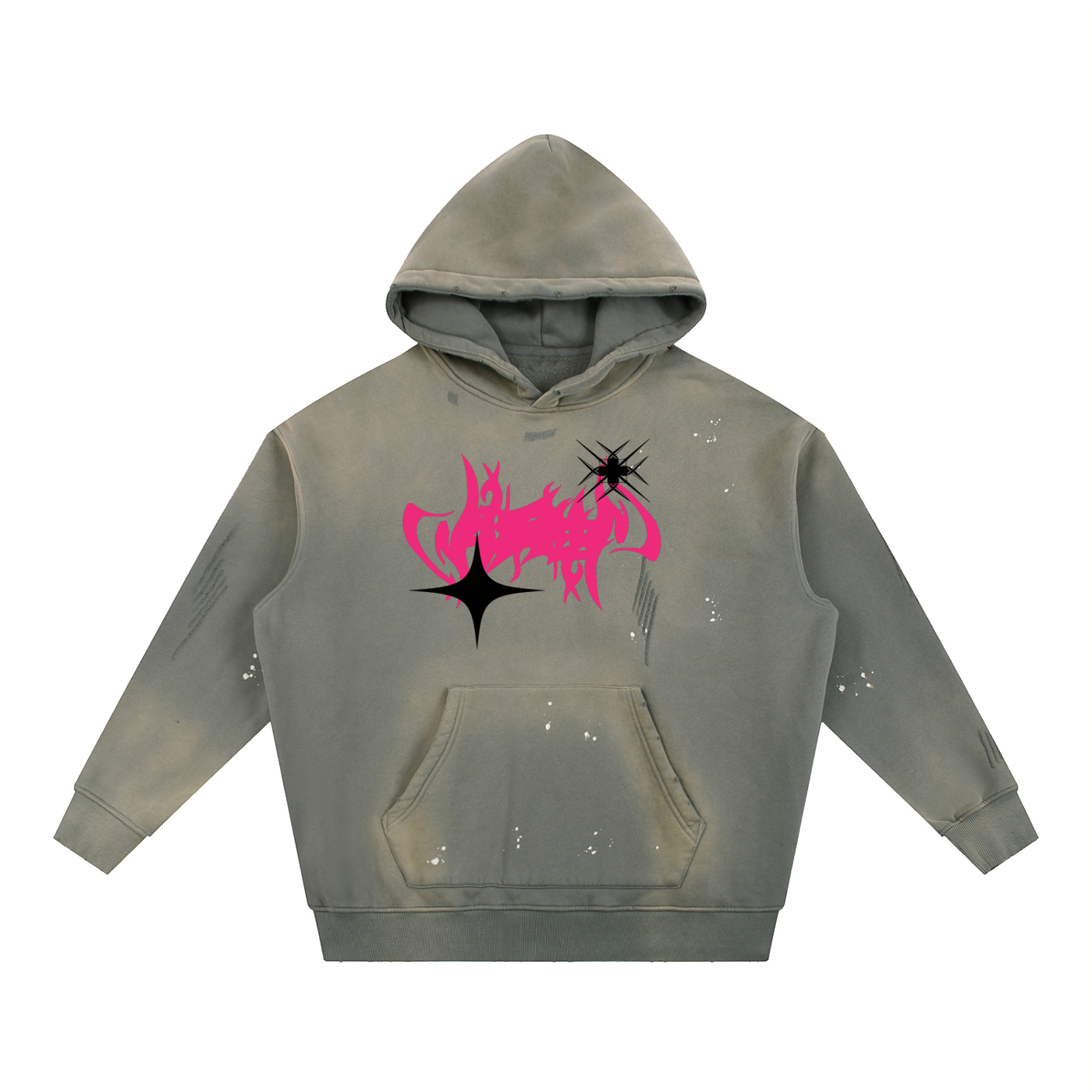 Vintage Washed Frayed Fleece Hoodie