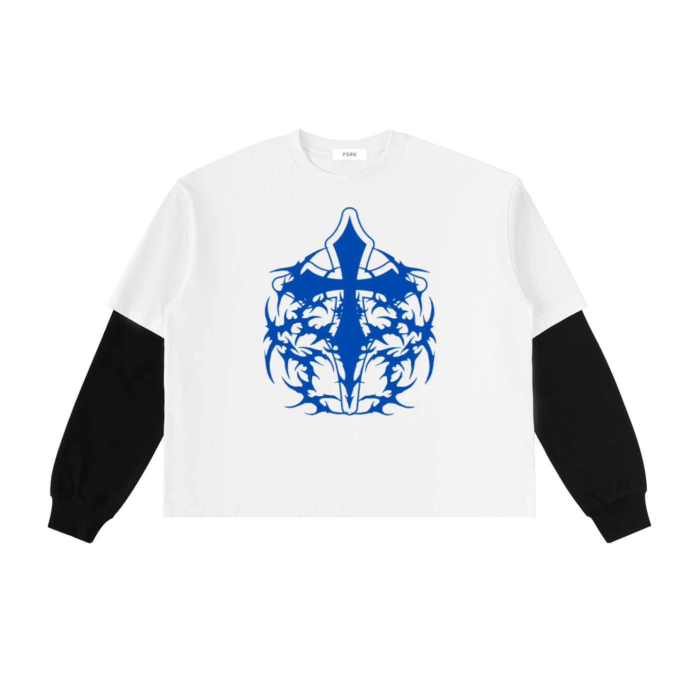 Layered Contrast Sleeve Cotton T-Shirt