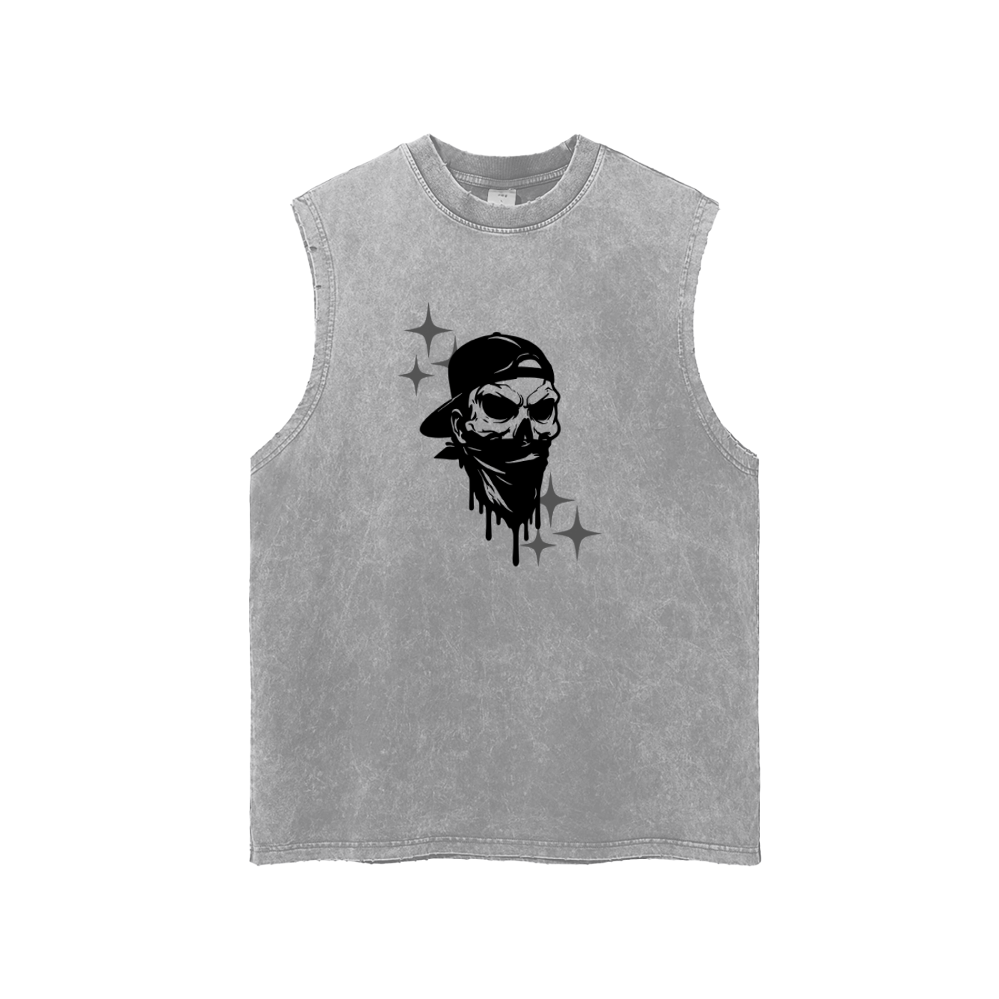 Snow Washed Frayed Hem Tank Top