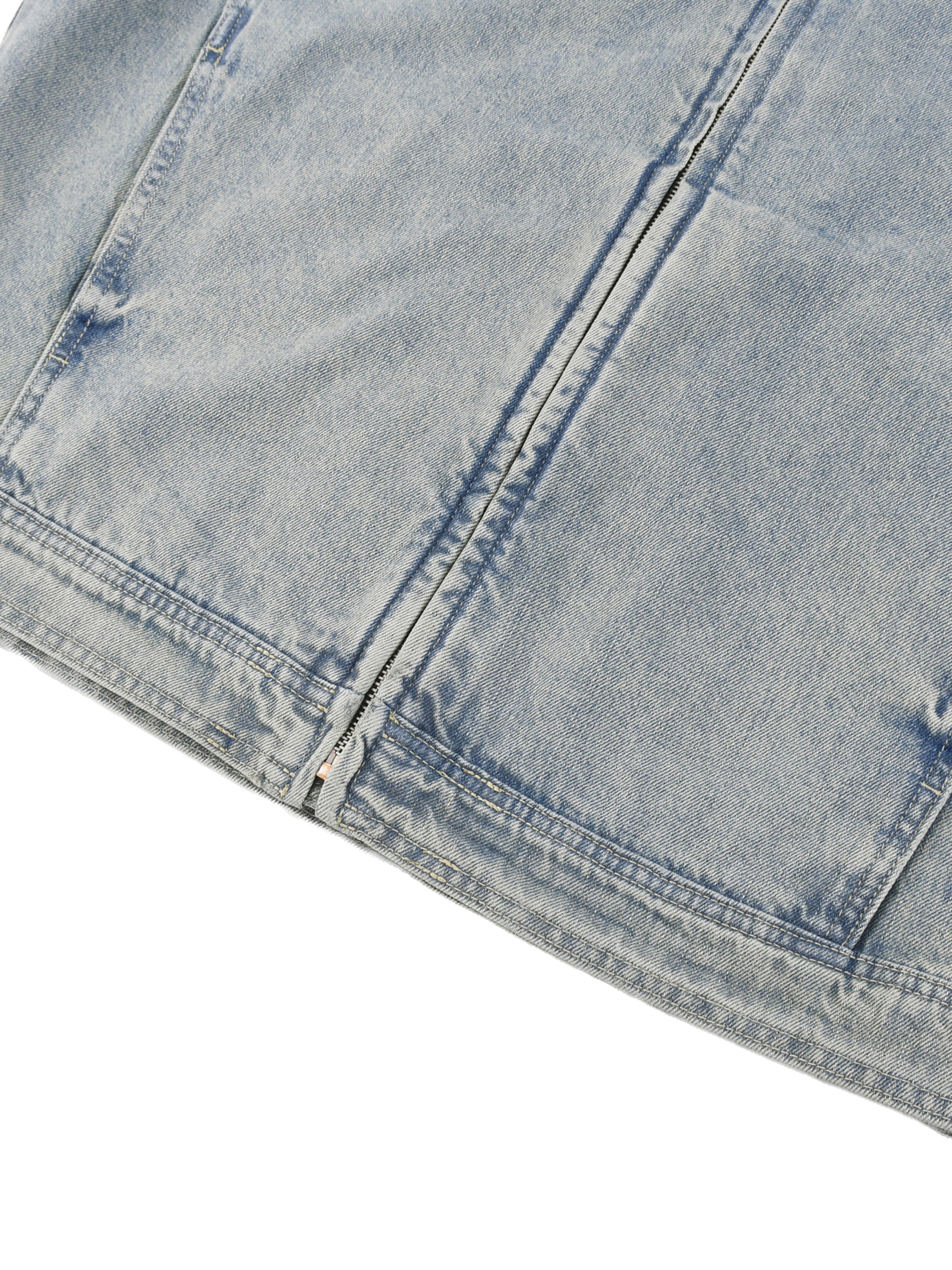 Vintage Wash Zip Denim Jacket